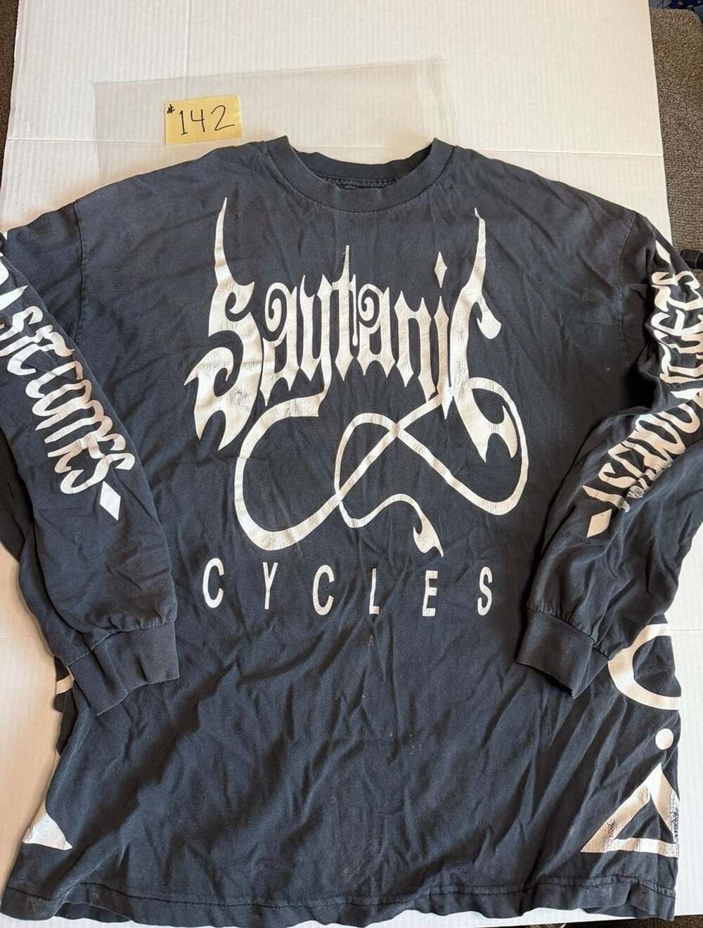 Vintage Saytanic Cycles Long Sleeve Shirt XXL Murrieta CA Motorcycle Biker Y2K